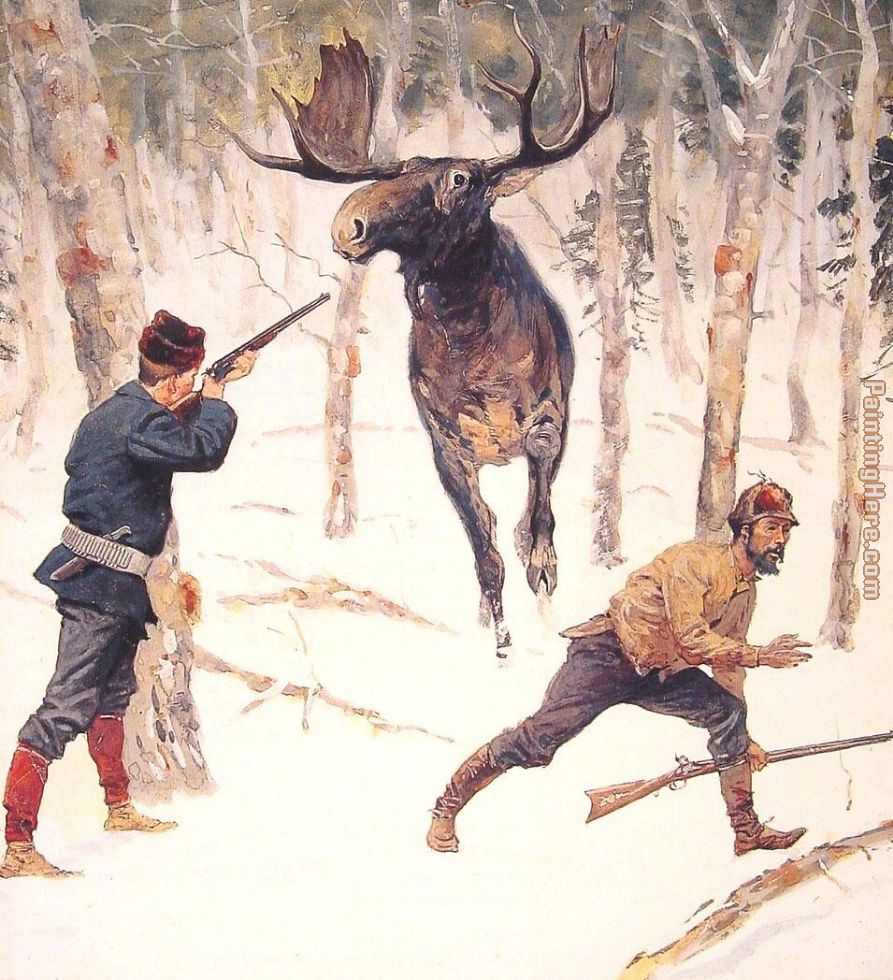 Frederic Remington The Moose Hunt